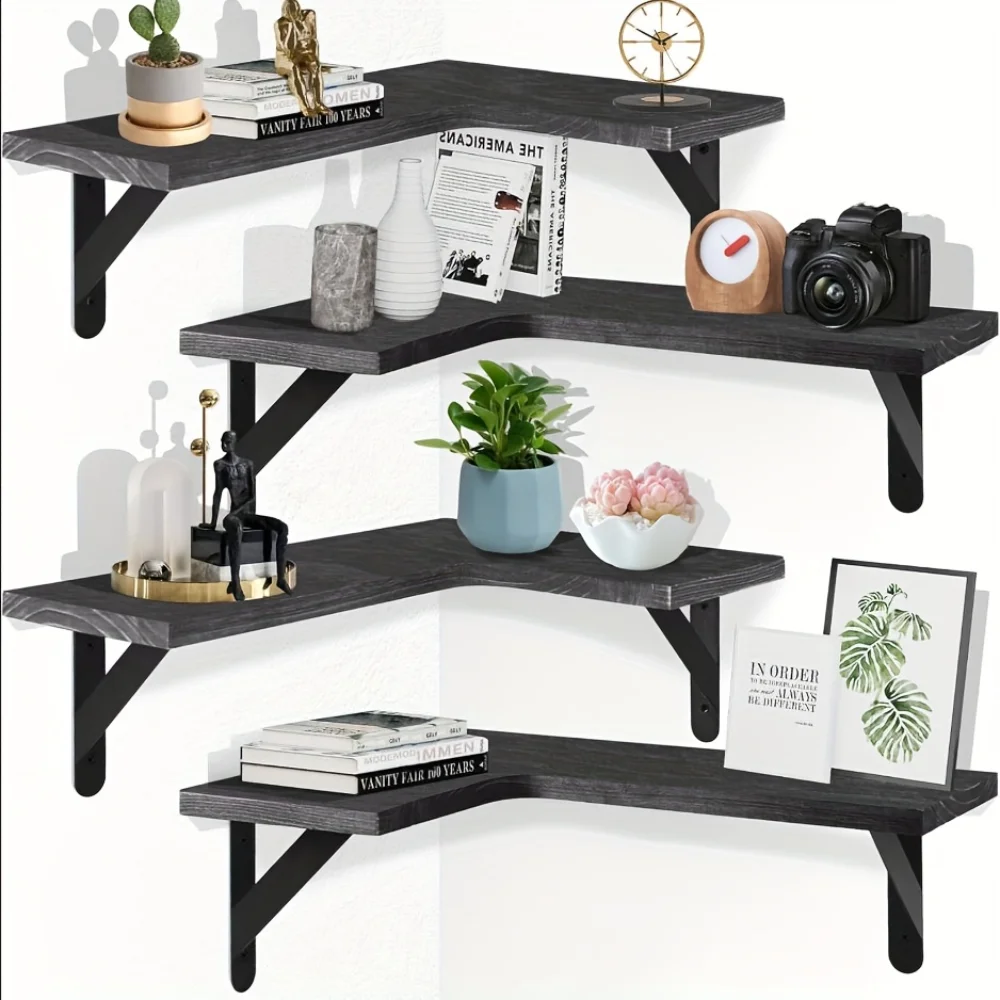Fire Escape Ladder - Natural Wood Grain Floating Shelves Wall-Mounted