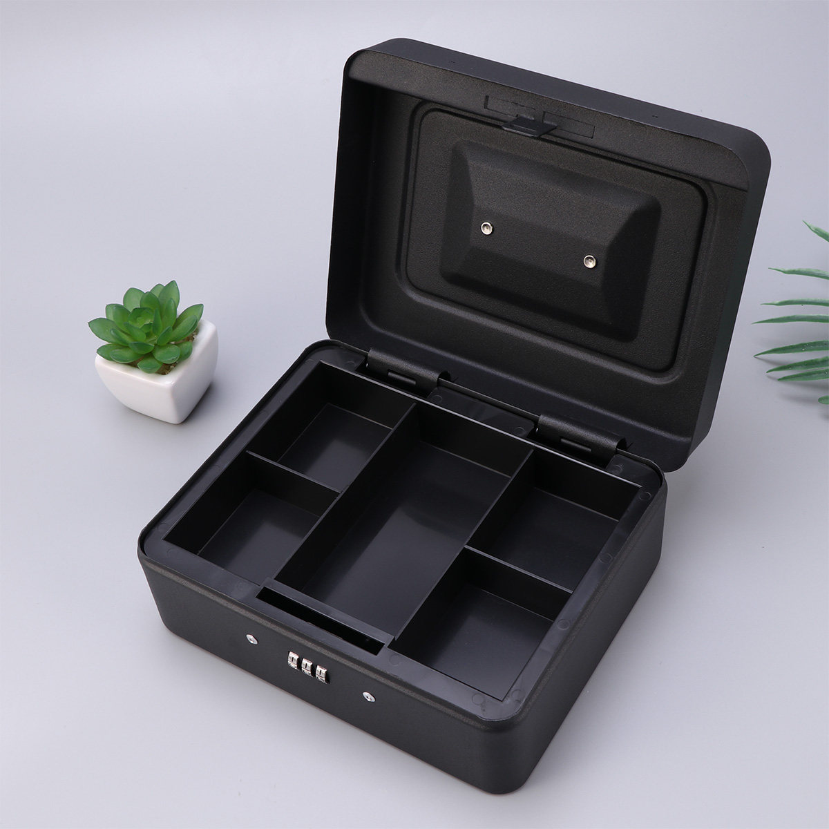 Heavy Duty Thicken Metal Cash  - Lockbox Key Secure recension och pris